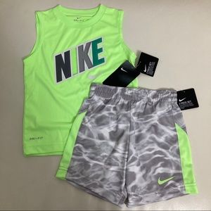 Nike neon sleeveless top shorts set 4001
